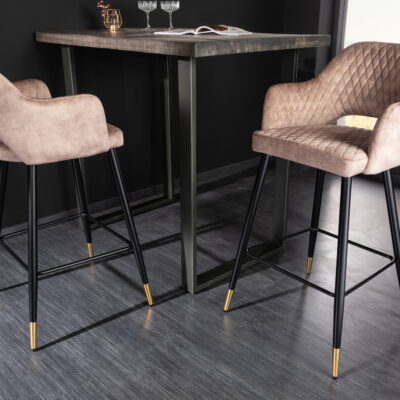 Barová stolička Paris dekoračné prešívanie zamat greige