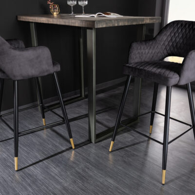 Barová stolička Paris dekoračné prešívanie zamat antracit