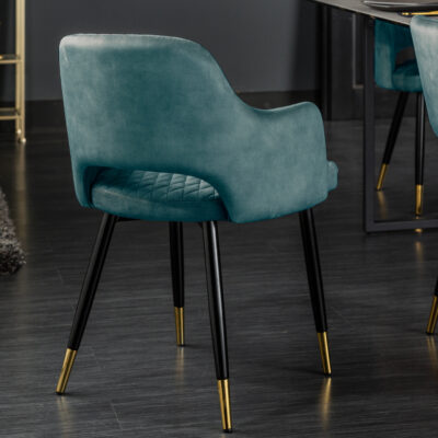 Stolička Paris dekoračné prešívanie zamat petrol