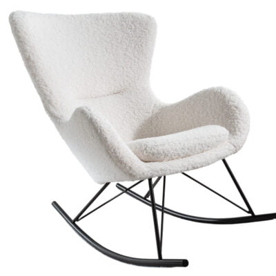 Hojdacie kreslo Scandinavia Swing biela plyšová látka