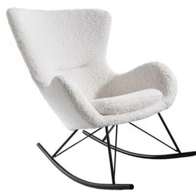 Hojdacie kreslo Scandinavia Swing biela plyšová látka