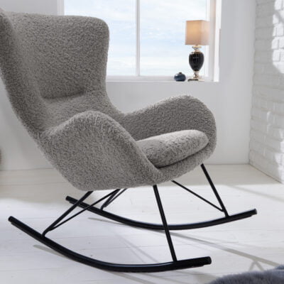 Hojdacie kreslo Scandinavia Swing šedá plyšová látka