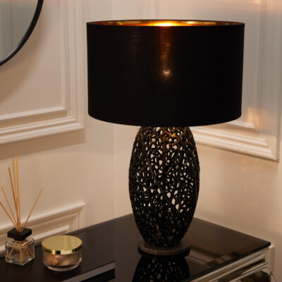 Stolná lampa Leaf 45cm čierna RÁM