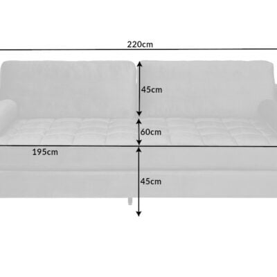 Trojmiestna pohovka COZY VELVET 220cm zamatovo šedá