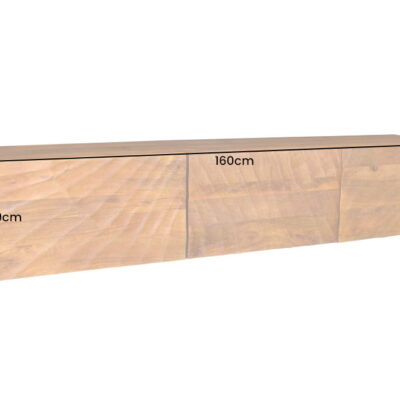 Dizajnová skrinka závesná pod TV Zorpi 160cm masívne mangové drevo / hnedá