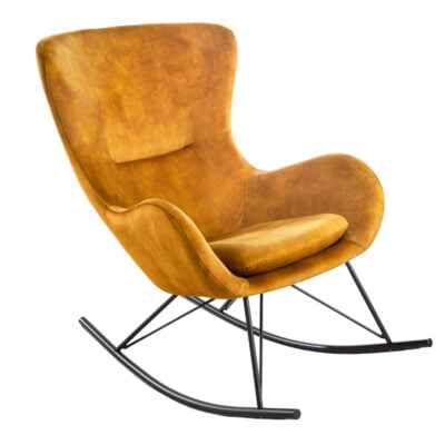 Hojdacie kreslo Scandinavia Swing horčicová žltá zamat