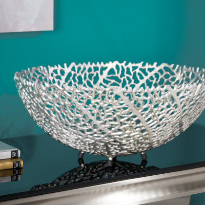 Miska Abstract Leaf 45cm strieborná