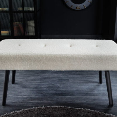 Lavica Boutique 100cm biela plyšová látka