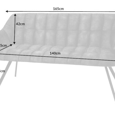 Lavička Papillon 165cm zamatovo sivá