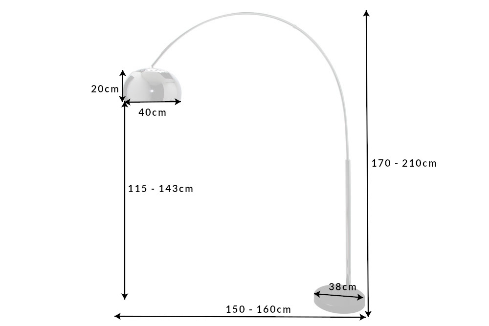 Stojacia lampa Big Bow chróm 170-205cm – Obrázok 7