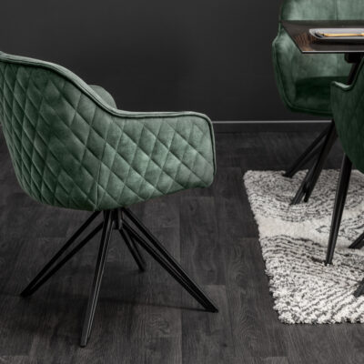 Stolička Euphoria tmavozelená zamatová otočná