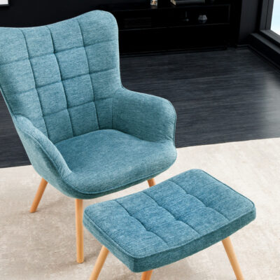 Kreslo Scandinavia s taburetkou svetlomodrá