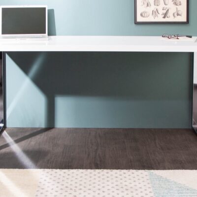 Písací stôl biely vysoký lesk 140x60cm