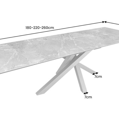 Jedálenský stôl Elegancia Keramika taupe 180-220-260 cm Mramor