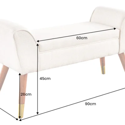 Krásna dizajnová lavica Scarlett 90 cm – v trendovej antracitovej bouclé látke