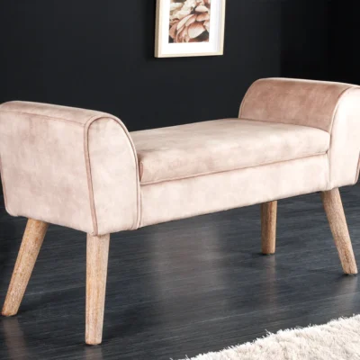 Krásna dizajnová lavica Scarlett 90 cm – v kombinácii béžového a kávového zamatu