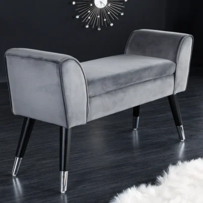 Krásna dizajnová lavica Scarlett 90 cm – zamatová sivá