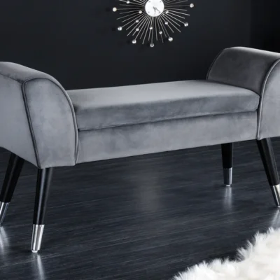 Krásna dizajnová lavica Scarlett 90 cm – zamatová sivá