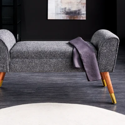 Krásna dizajnová lavica Scarlett 90 cm – v trendovej antracitovej bouclé látke