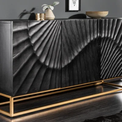 Dizajnová komoda Zorpi 140 cm – masívne mangové drevo / čierna