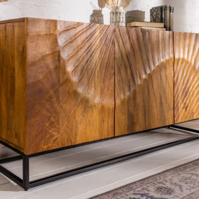 Dizajnová komoda Zorpi 140 cm – masívne mangové drevo / hnedá