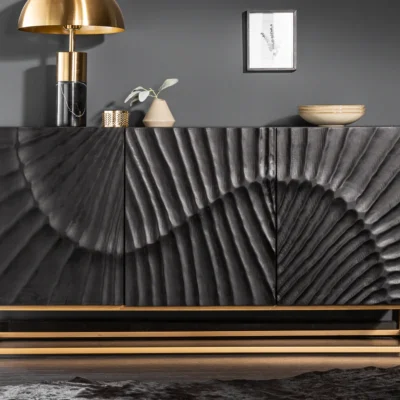 Dizajnová komoda Zorpi 140 cm – masívne mangové drevo / čierna