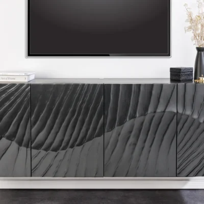 Dizajnová skrinka závesná Zorpi 177 cm – masívne mangové drevo / čierna