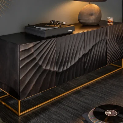 Dizajnová komoda Zorpi 177 cm – masívne mangové drevo / čierna