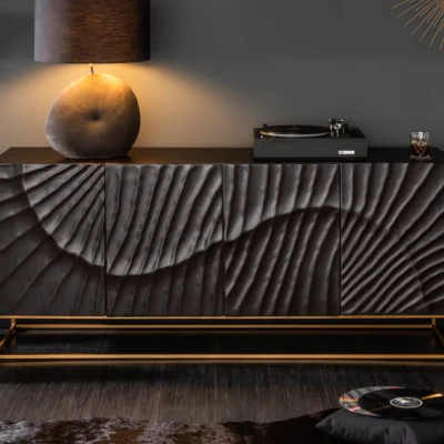 Dizajnová komoda Zorpi 177 cm – masívne mangové drevo / čierna