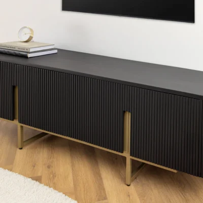 GATSBY TV komoda 160 cm retro štýl mango čierno zlatá