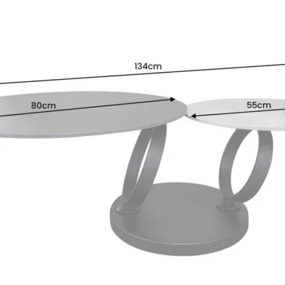 Konferenčný stolík DANCING RINGS 80-135cm otočný keramický čierno-sivý