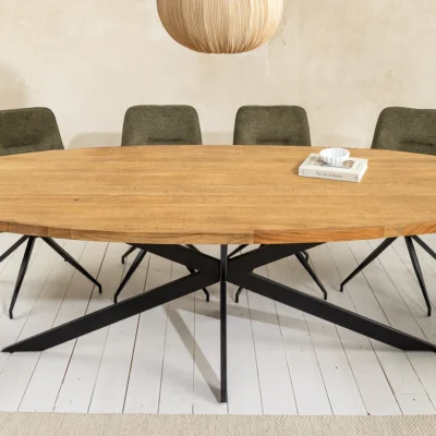 Jedálenský stôl GALAXIE 240 cm oválny mangové drevo prírodná hnedá