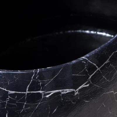 Konferenčný stolík STONE 75 cm mramorový vzhľad čierny