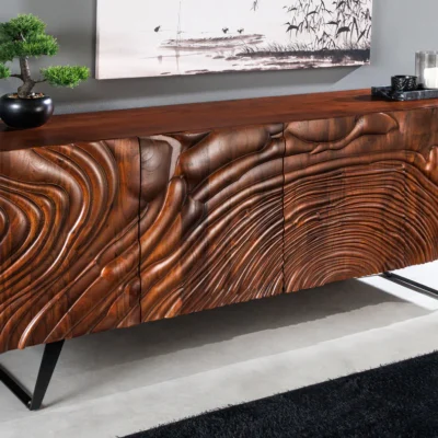 Komoda FLUID 175 cm 3D akáciové drevo orech hnedá