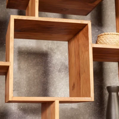 Polica CUBUS 190x88cm akáciové drevo medová povrchová úprava