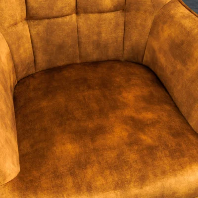 Kreslo Scandinavia zamatová horčicovožltá s taburetkou