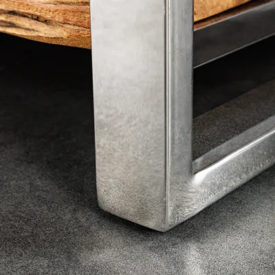 Polica BARRACUDA 185 cm teakové drevo a chrómovaná nehrdzavejúca oceľ