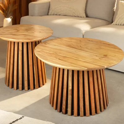 Konferenčný stolík VALHALLA Sada 2 kusov, akáciové drevo, prírodný