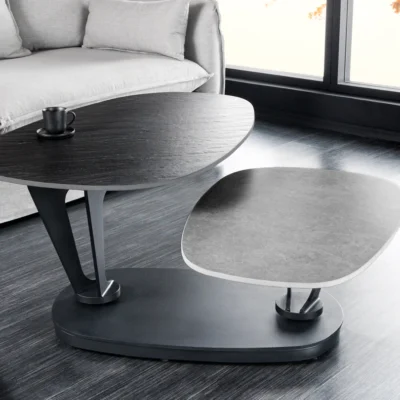 Konferenčný stolík MOVEMENT 95-160 cm keramický, čierno-sivý