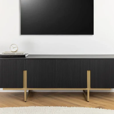 GATSBY TV komoda 160 cm retro štýl mango čierno zlatá