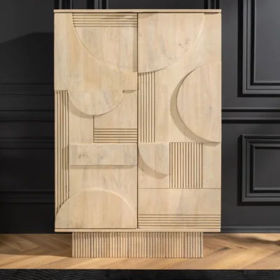 ART DECO komoda 140cm 3D mangové drevo bielo natreté