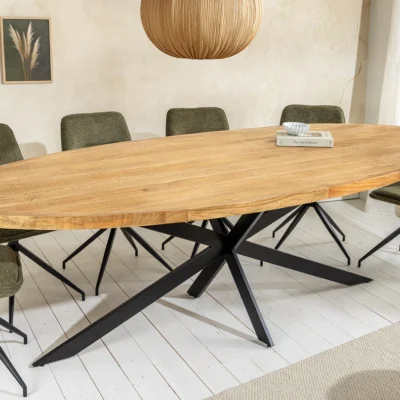 Jedálenský stôl GALAXIE 240 cm oválny mangové drevo prírodná hnedá