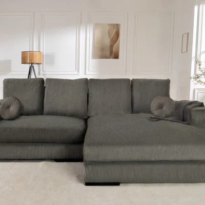 Pohovka BABYLON XXL 270 cm rebrovaná šedá