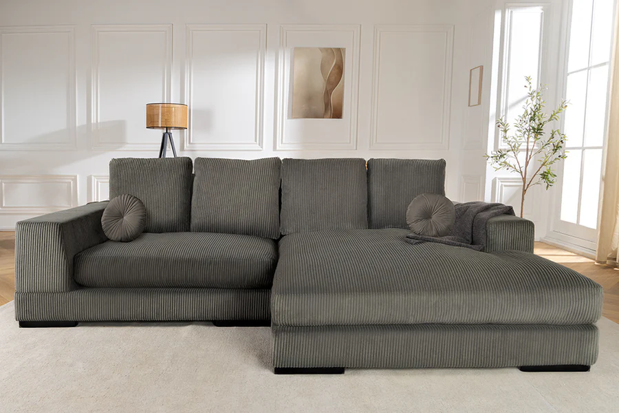 Pohovka BABYLON XXL 270 cm rebrovaná šedá – Obrázok 2