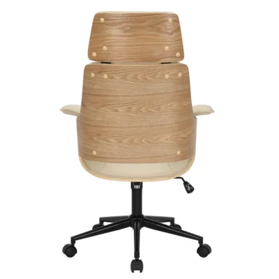 Kancelárska stolička otočná MANHATTAN 44-54 cm umelá koža krémovo béžová a dubové drevo