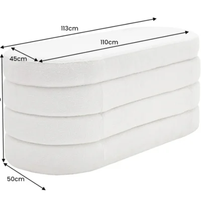 Dizajnová lavica s úložným priestorom CREAMY BOUCLÉ 115 cm – elegantný odkladací box