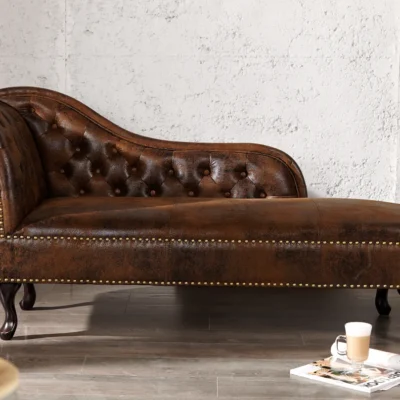 Leňoška CHESTERFIELD, Vintage, hnedá
