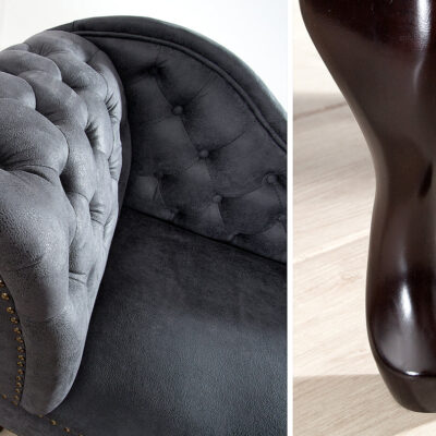 Leňoška CHESTERFIELD, Vintage, šedá