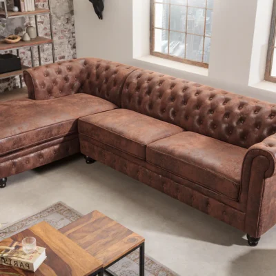 Rohová pohovka CHESTERFIELD ľavá 270 cm vintage hnedá
