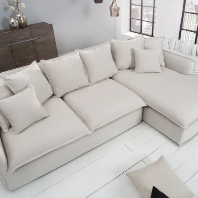 Rohová sedačka HEAVEN 255cm textúrovaná látka ľan prírodná